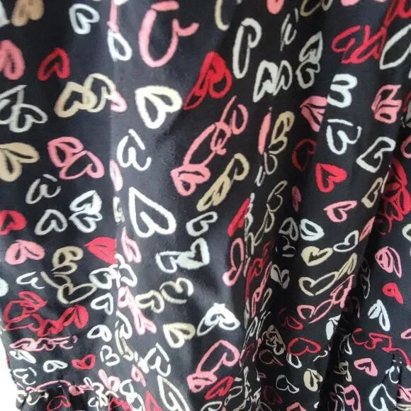 Loft women's Heart print Tie Neck Swing‎ Dress size M long sleeve mini - Picture 6 of 8